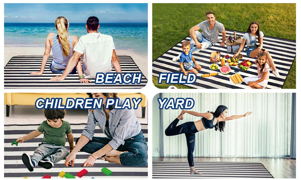 Waterproof Picnic Blanket with Carry Strap for Beach Mat or Family Outdoor Camping Party Large Picnic Outdoor Blanket