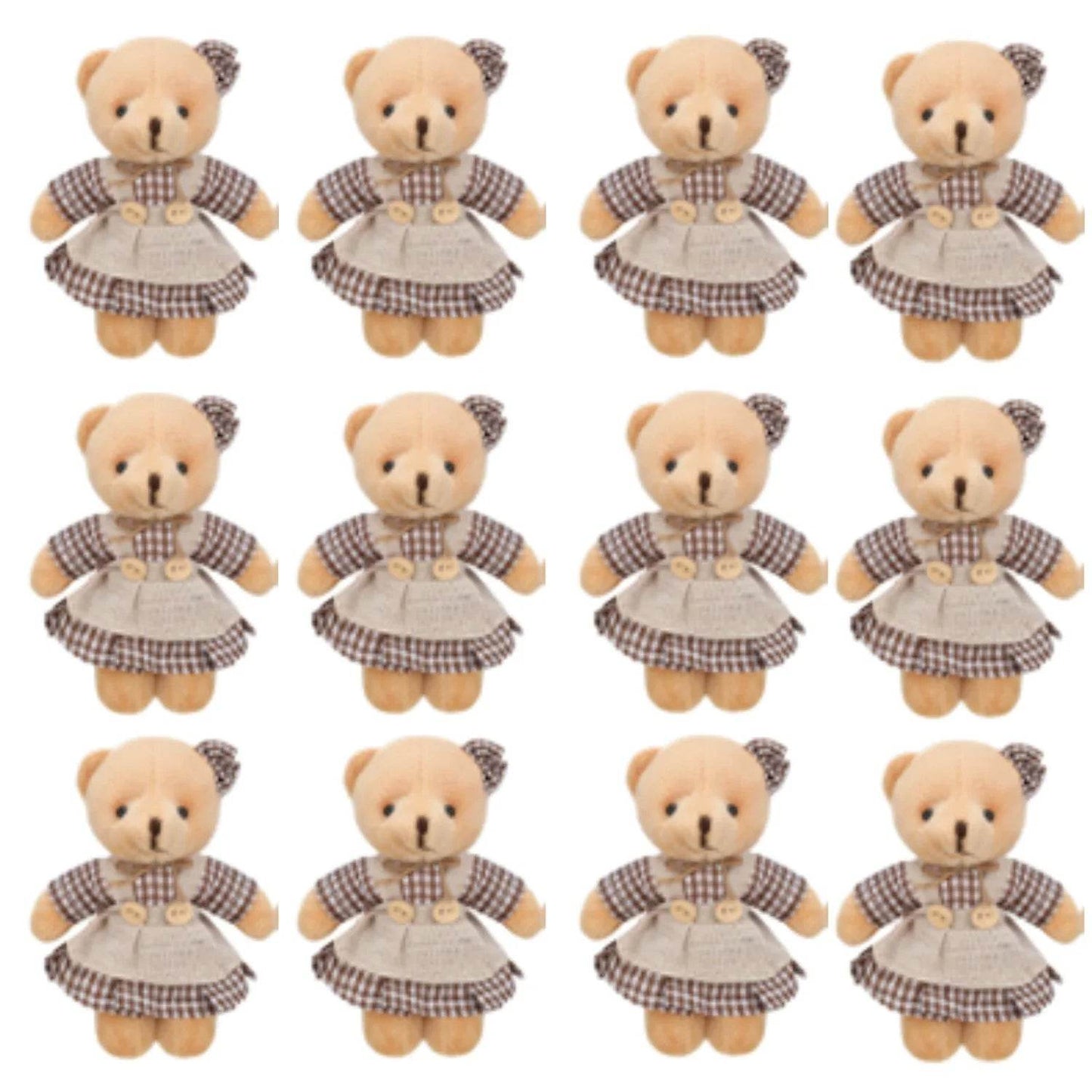 12-48PCS Mini Bear Stuffed Animal Toys Bulk 10cm Soft Plush Bears with Burlap Clothes for Baby Shower Birthday Party Decoration - AIAZ