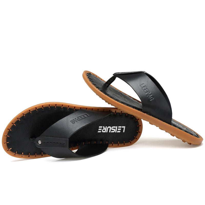 2024 Hot Selling Summer Anti Slip Men's Flip Flops Beach Camping Shoes Men's Home Flat Shoes High-quality Handmade Soles