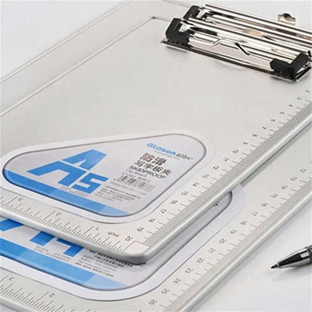 School Supplies A5 Aluminum Alloy File Folder Paper Ticket Storage Writing Board Clip Writing Pads Clipboard A4 Document Holder - AIAZ