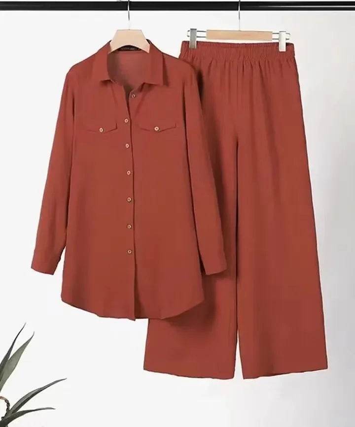 Women Fashiom Muslim Sets Casual Long Sleeve Blouse Trousers Suits Loose Pant Sets Two Piece Sets Outifits Matching Sets - AIAZ