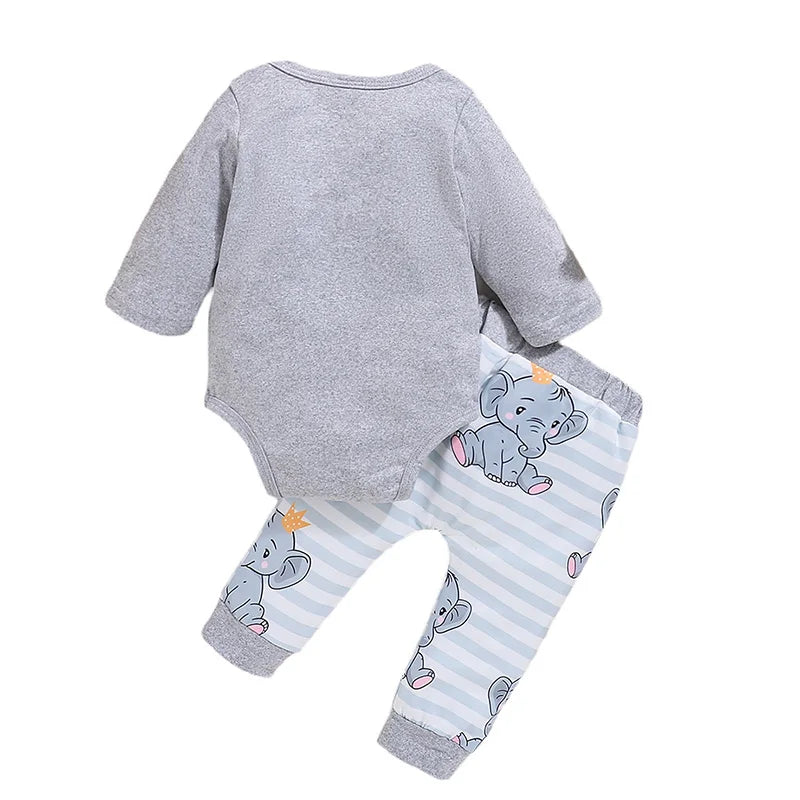 Citgeett Autumn Infant Baby Boys Girls Fall Outfits Long Sleeve Print Romper + Pants + Hat Set Spring Clothes