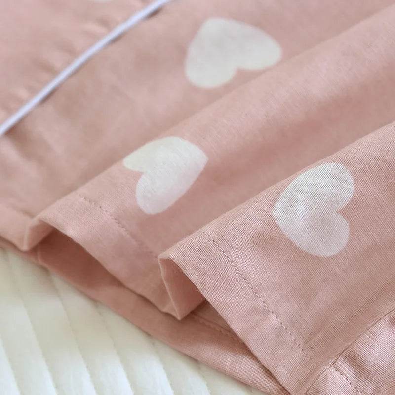 New Spring and Autumn Pajama Set Women's 100% Cotton Long Sleeve Pants Two Piece Love Lovely Sweet Home Furnishing Set - AIAZ