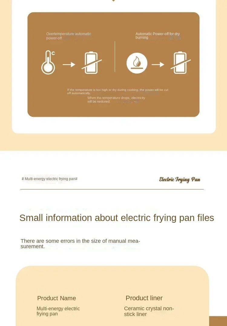 Electric fryer for household use, large capacity intelligent stir frying, multifunctional non stick pan, electric fryer