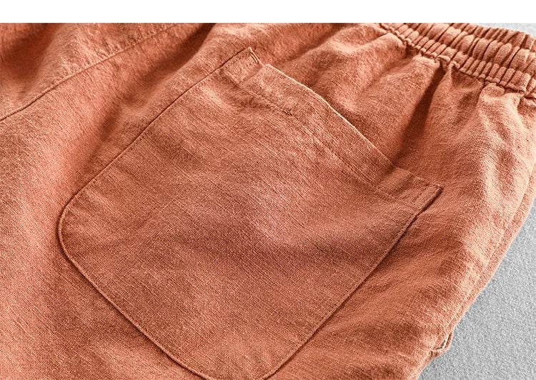 Men Summer Cotton Linen Shorts Japan Candy Color Beach Holiday Home Male Simple Casual Slim Fit Harajuku Soft Thin Shorts Pants - AIAZ