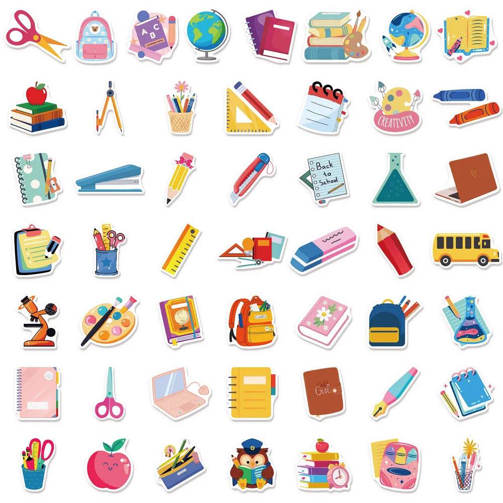 50PCS Back to School Student Supplies Graffiti Stickers DIY Luggage Speaker Water Cup Notebook Waterproof Stickers - AIAZ
