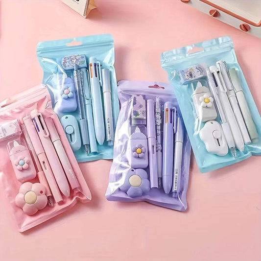 7pcs/set Cute School Supplies Gift Box - Durable and Diverse Stationery Set, Suitable for Students to Use - AIAZ