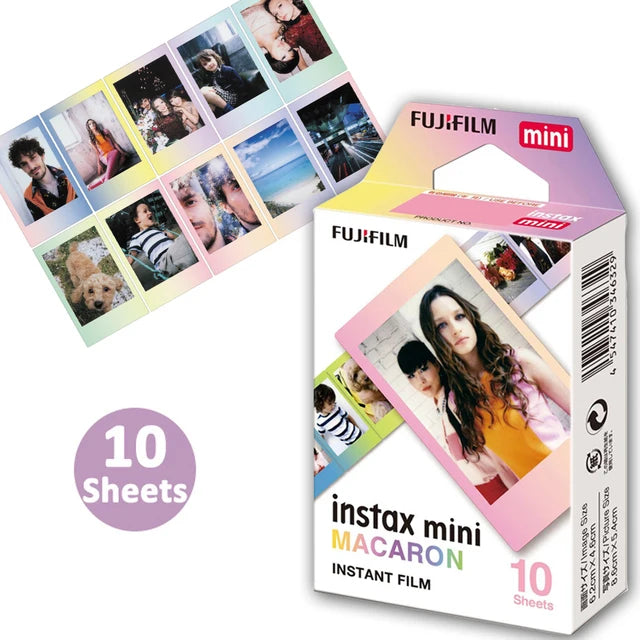Fujifilm Instax Color Mini Film Instant 10-50 Sheets Black Frame Macaron Rainbow Photo Paper for Mini 12 11 9 8 7s 70 50 90 SP-2