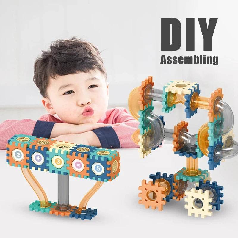 Marble Run Race Track Building Blocks Toys For Kids Labyrint Rolling Ball Funnel Slide Bricks Education Construct Toys Maze STEM - AIAZ