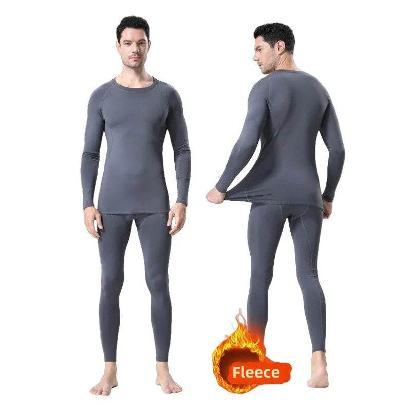 Men Undershirts Men's Winter Thermal Underwear Thin Fleece Elastic Compression Fitness For Winter Sports First Layer Wear - AIAZ
