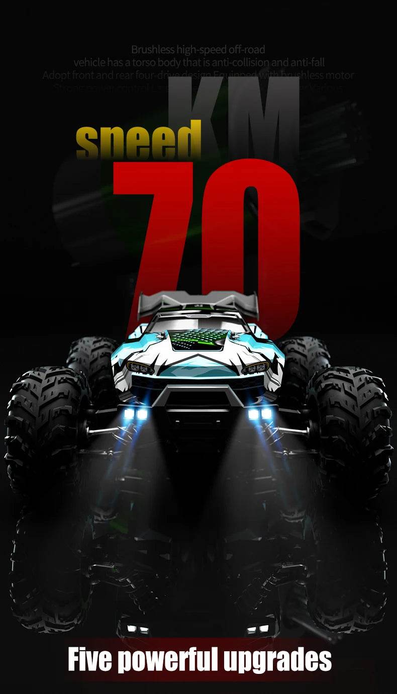 1:16 4WD RC Car 70KM/H Or 50KM/H With LED Remote Control Cars High Speed Drift Monster 4x4 Truck for Kids vs Wltoys 144001 Toys - AIAZ