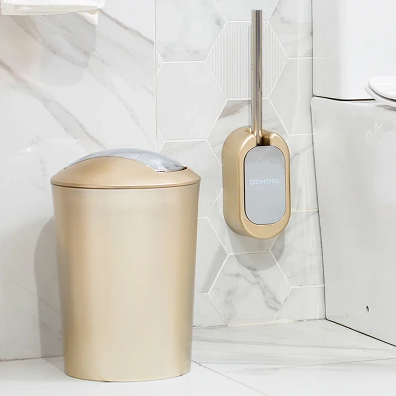 Golden Paper Holder Wall-mounted Toilet Brush Plastic Creative Toilet Paper Box Nordic Trash Can Waste Bins Bathroom Accessories