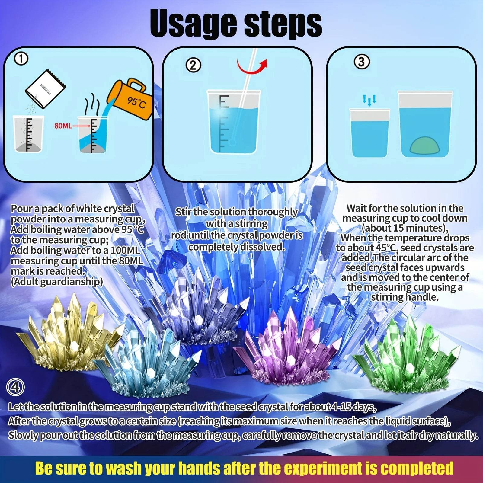 Crystal planting experiments, Science and education toys, DIY growable crystals, Color Random, Christmas/Halloween/New year - AIAZ