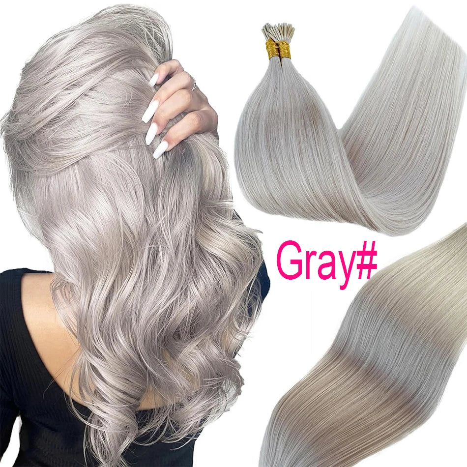 I Tips Virgin Hair Extensions 27# For Black Women 100% Remy Bulk Hair I Tip Natural Hair Extensions Straight Natural Fusion 613#