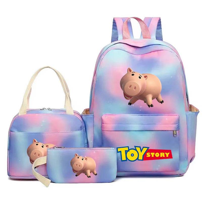 Toy Story Colorful Backpack Set With Tote and Pouch Large Capacity Lightweight And Breathable Outdoor Knapsack School Bags - AIAZ