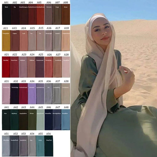 Muslim Women Chiffon Hijab Scarf Chiffon Soft Hijabs Shawl Long Scarves Wrap Headscarves For Muslim Fashion - AIAZ
