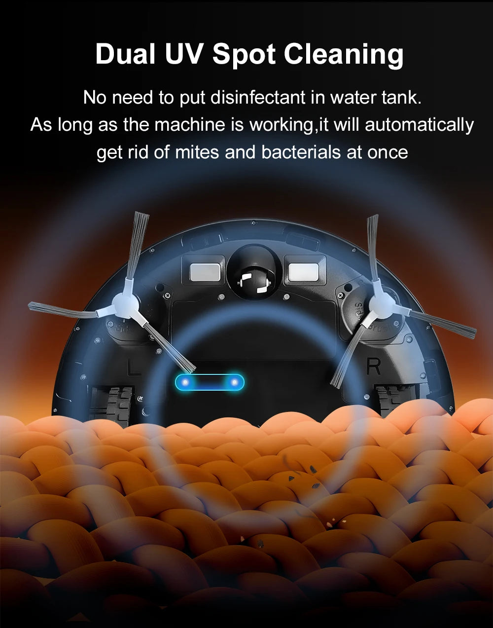 Robot Vacuum Cleaner K30 Self-cleaning dustbin, Dual Laser,UV Spot Cleaning,240mins Runtime, Auto Smart Carpet Floor Washing