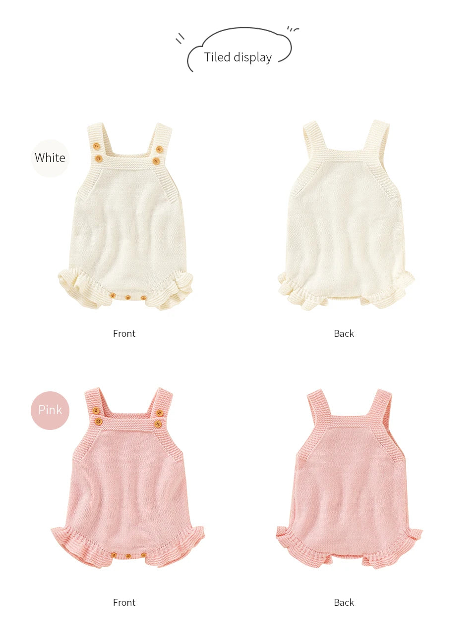 Knitted Acrylic Spaghetti Straps Sleeveless Baby Girls Summer Rompers Portable Infant Jumpsuit Toddler Bodysuit For 0-18 Months