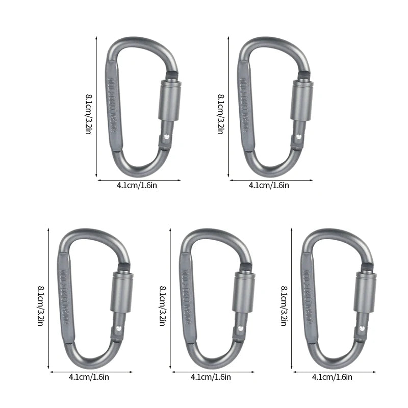 5pcs/set Tactical Carabiners Clips EDC Survival Climbing Carabiners Clip Quickdraw Clip Caribiner Hooks Karabiners Accessories