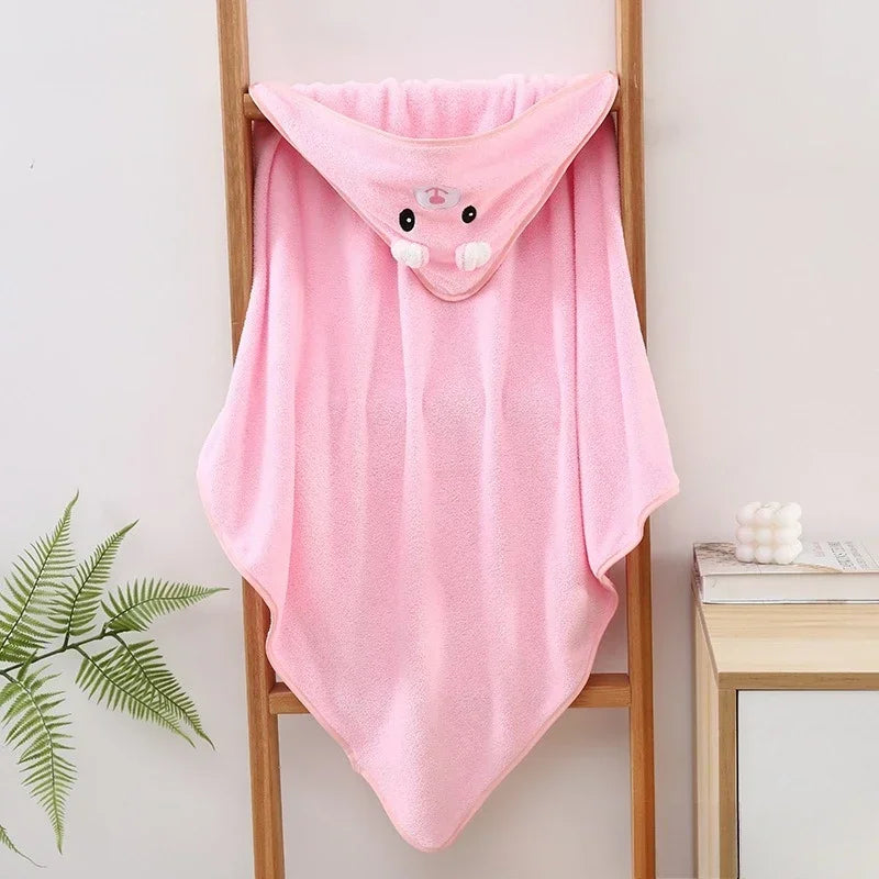 Hooded Coral Velvet Baby Bath Towel Cartoon Baby Elephant Wrap Blanket Super Absorbent Warm Bathrobe Newborn Baby Bath Towel