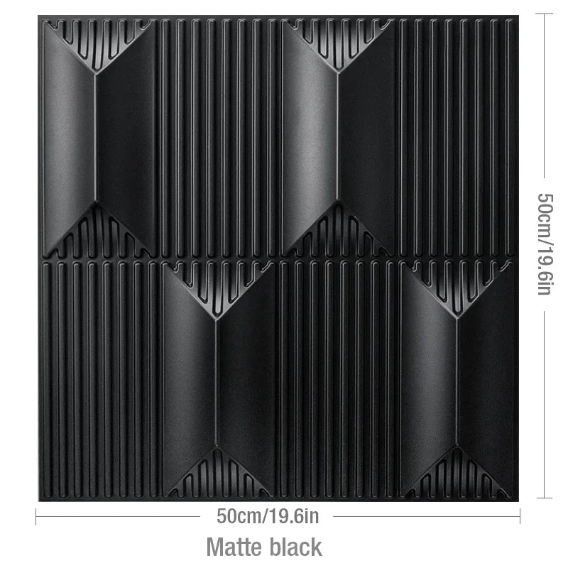 12PC 50x50cm 3d art plaster cut geometric diamond carved wood adhesive bottom wall 3d wall sticker 3d wall panel home decoration