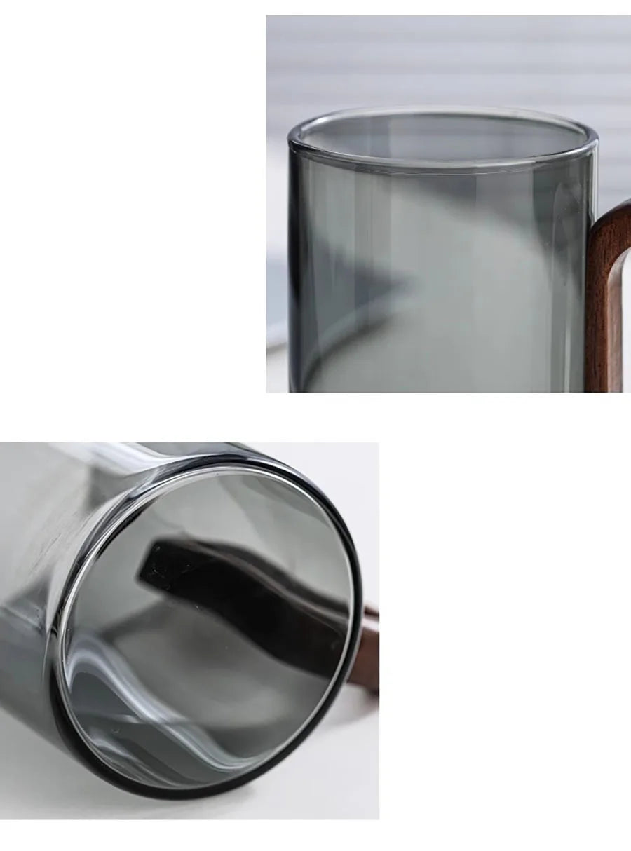 2/4/6pcs Glass Mug With Wooden Handle Heat-resistant Teacup Set Transparent Breakfast Milk Juice Cup Home Party Drinkware