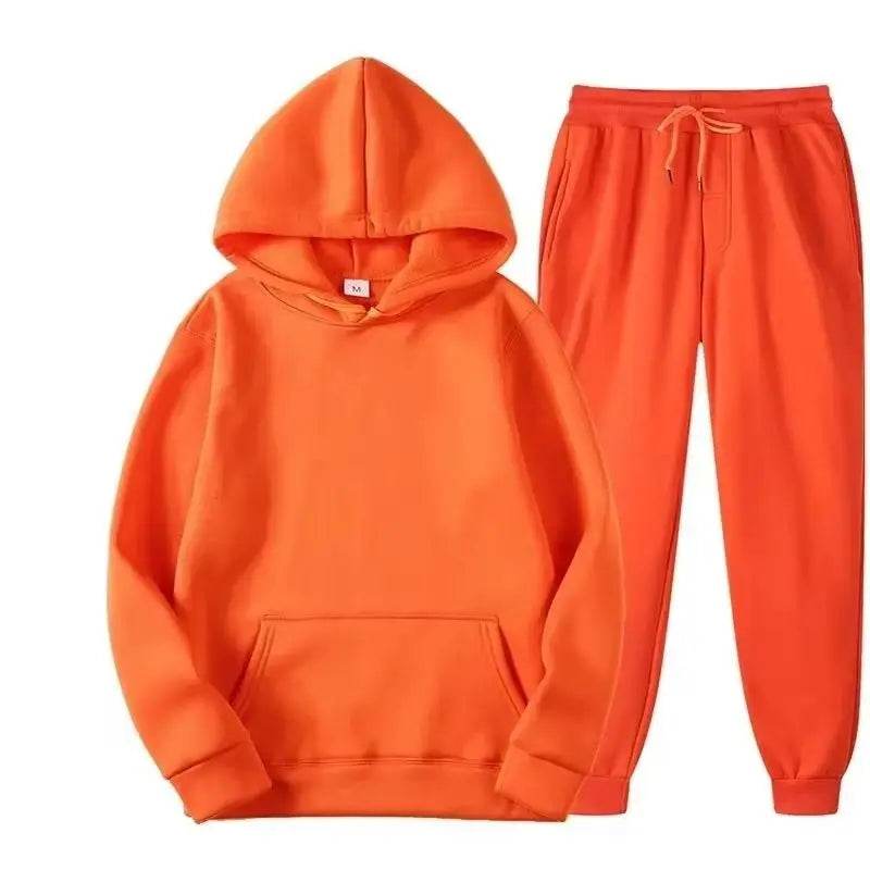 2025 Winter Hoodie Sets Men Fashion Red Hoodies Black Brand Pants Casual Jogger Suit Tracksuit Sweatshirt Woman Pullover - AIAZ