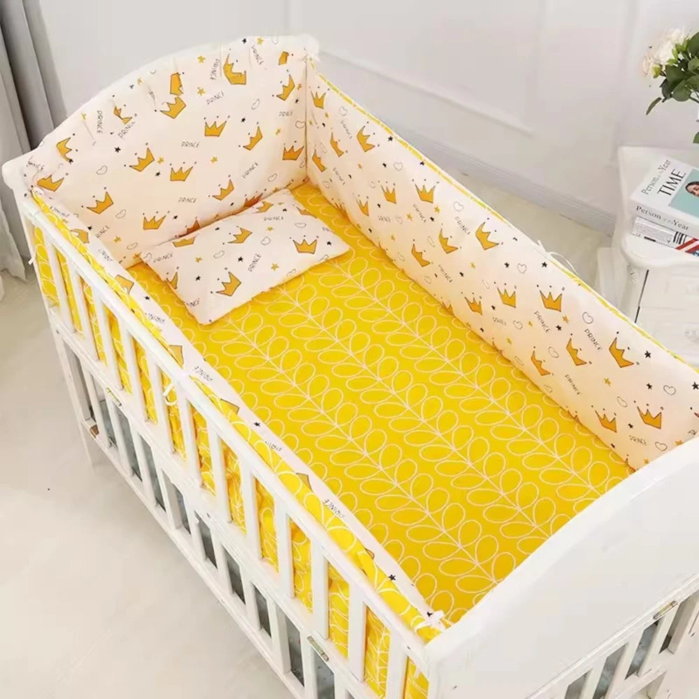 6PCS Baby Bedding Set Cotton Bedroom Decor Newborns Crib Bumpers Cushion Cotton include( 4Bumpers+Sheet+Pillow)