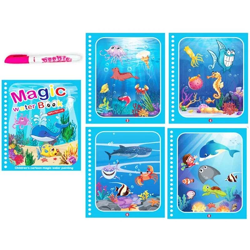Children Early Education Toys Magical Book with Pen Water Drawing Toys Gift Reusable Coloring Book Magic Drawing Book - AIAZ