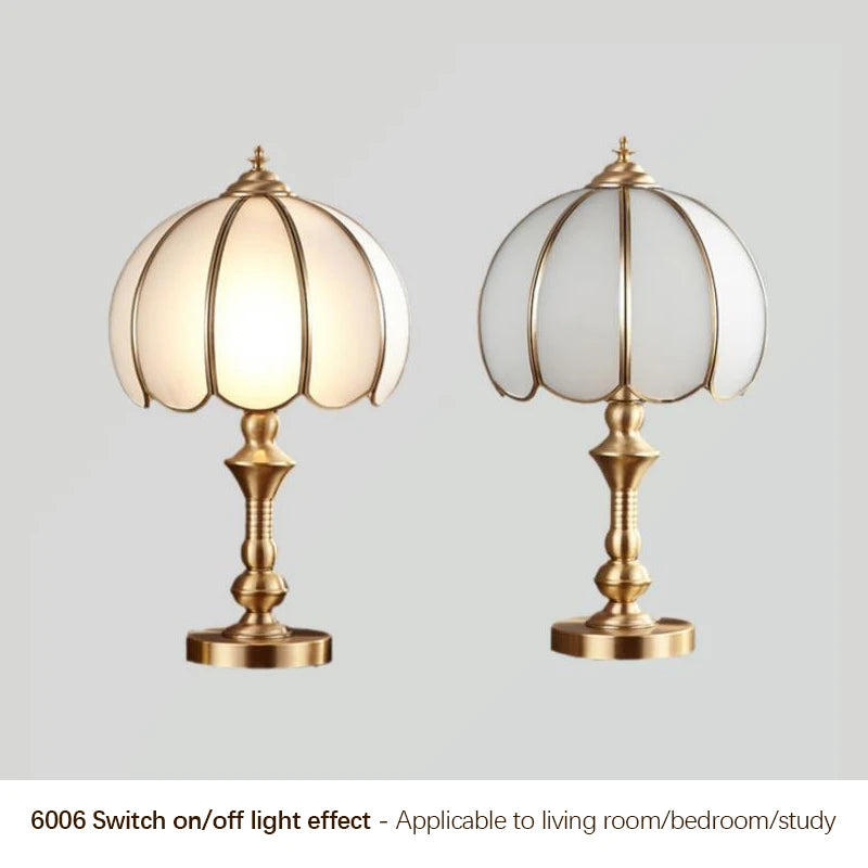 TEMAR Brass Table Lights  Modern European Creative Luxury Glass Copper Desk Lamp For Home Living Room Study Bedroom LED lamp