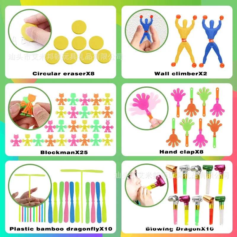 300/468Pc Party Favors for Kids Birthday Funny Wall Climber Push Bubble Stress Relief Toy Gifts Giveaway Pinata Filler Bulk Toys - AIAZ