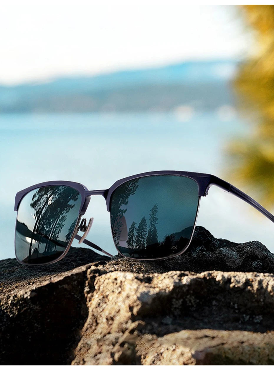 CAPONI Polarized Sunglasses For Men Fashion Pure Ttanium Eyewear Retro Trendy Brand Design Sun Glasses for Driving Shades BS1905