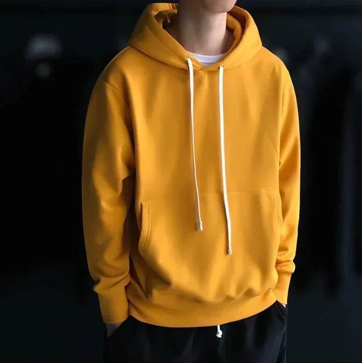 Male Clothes Hooded Solid Sweatshirt For Men No Logo Hoodies Yellow Designer Sweat Shirt Simple Elegant Hot Low Price New In S - AIAZ