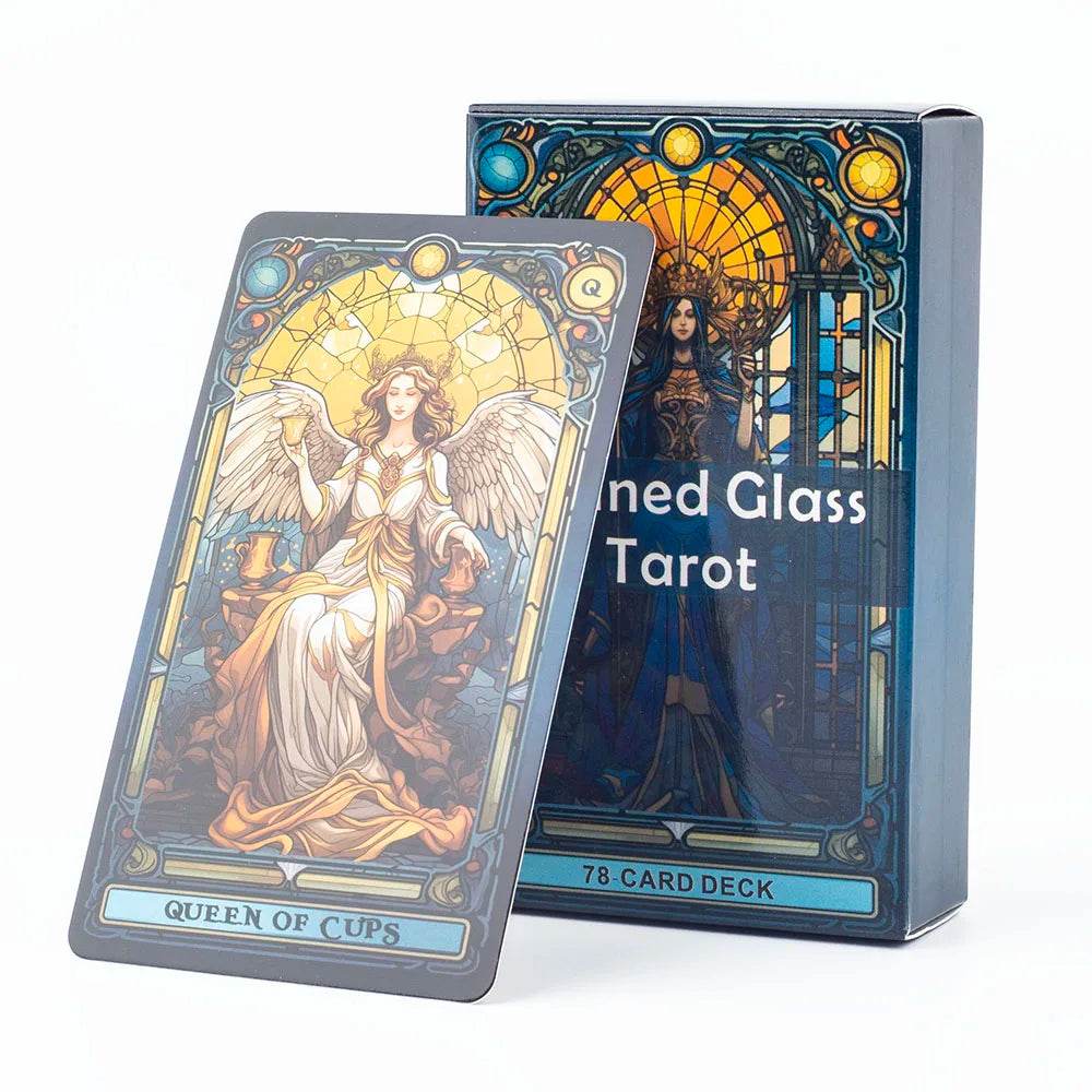 Stained Glass Tarot A 78-Card Deck Leisure Entertainment Game Card Family Gathering Divination Board Playing Games 10.3*6Cm - AIAZ