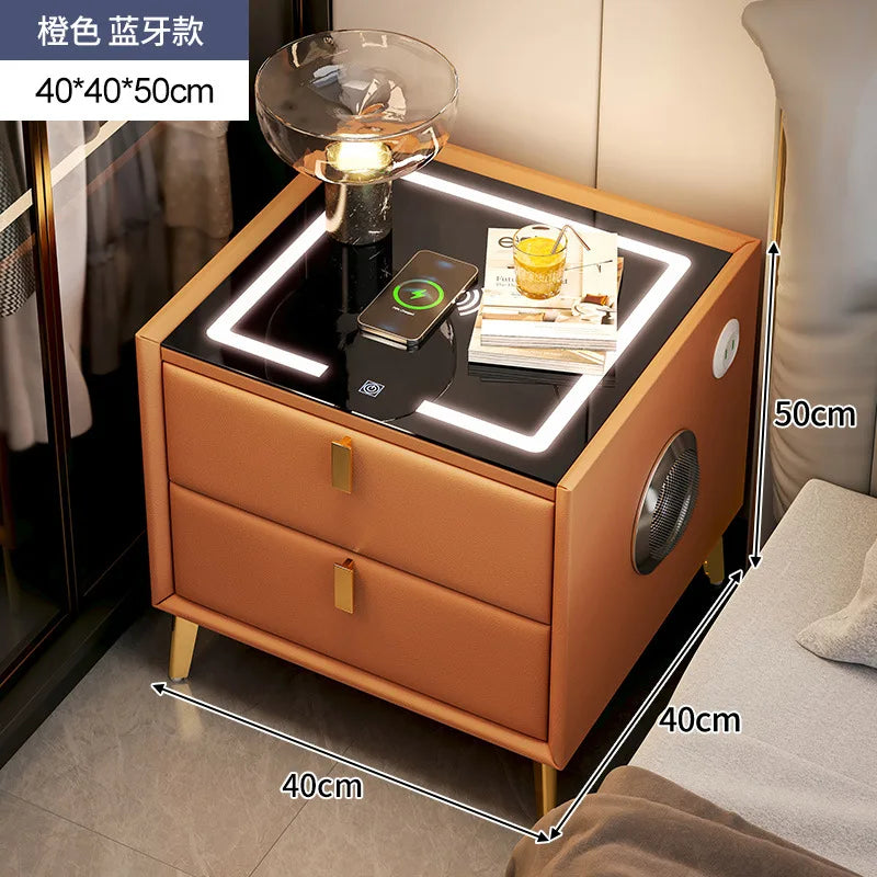 Intelligent Bedside Table Wireless Charge Three Color Night Light Bluetooth audio USB Interface Nightstands Bedroom Furniture