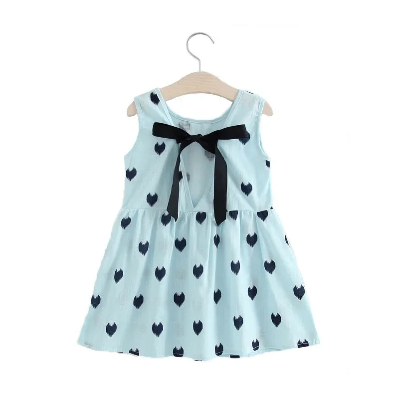 New Baby Girls Sleeveless Flower Print Dresses Clothes Bowknot Kid Summer Princess Dress Children Party Ball Pageant Outfit
