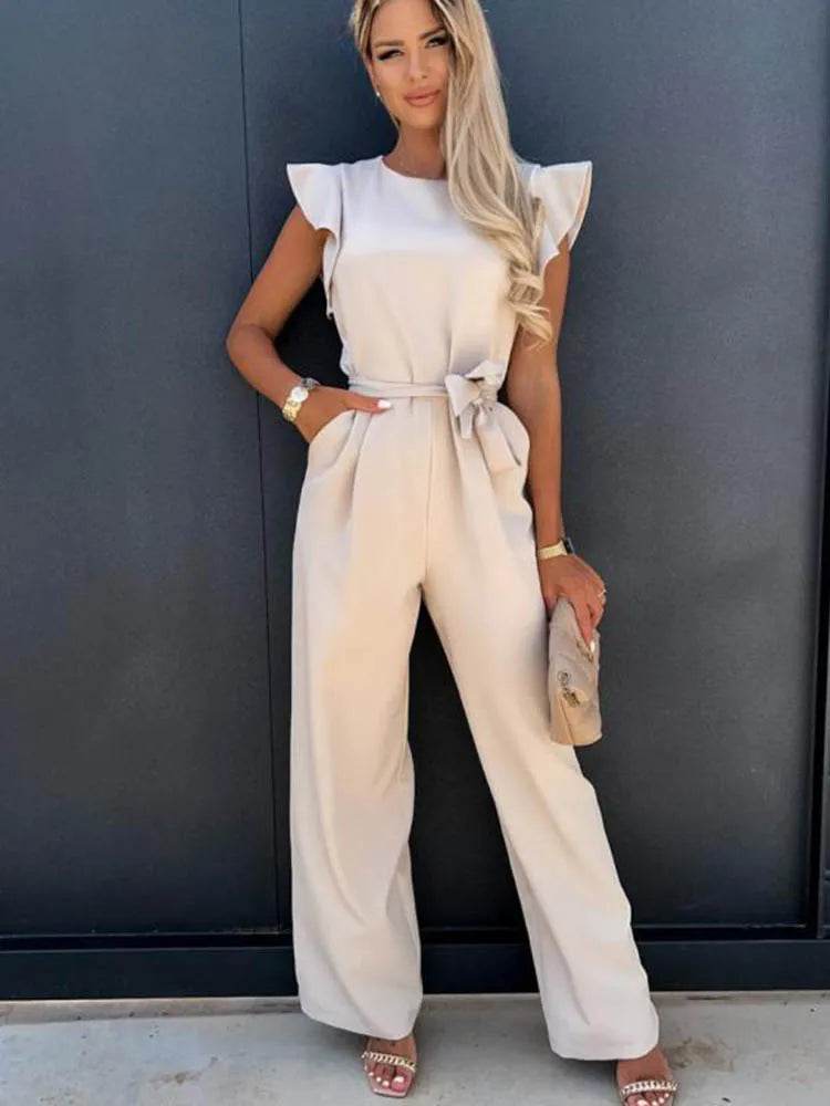 2024 Summer Short Sleeve Wide Leg Jumpsuit For Women Elegant Romper Vintage Streetwear Jumpsuits Overalls Women Jump Suit Woman - AIAZ