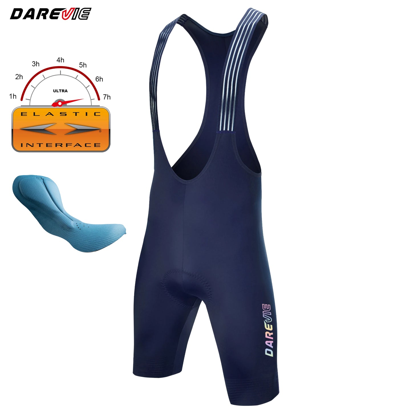 DAREVIE Cycling Bib Shorts Seamless 4.0 Italy ELASTIC-INTERFACE Pad Cycling Shorts Diamond Leg Gripper Men's Bretelelle Shorts