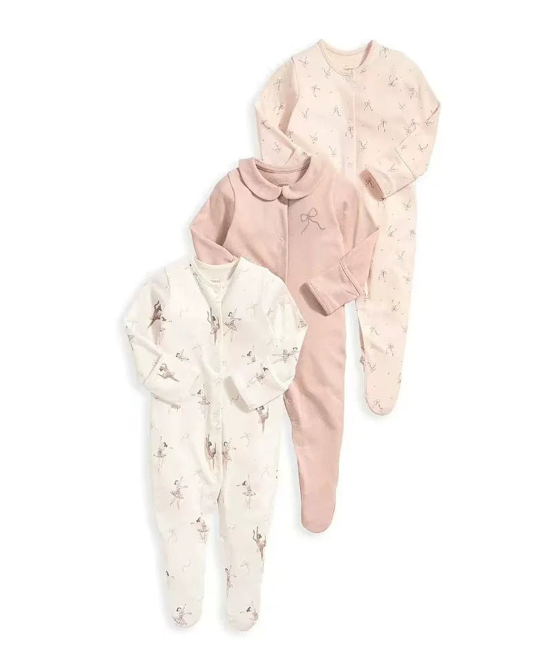 IYEAL 2025 Spring Newborn Clothing Infant Jumpsuits 100% Cotton Long Sleeve Baby Boys Girls Clothes Pajamas 3Pcs/Lot