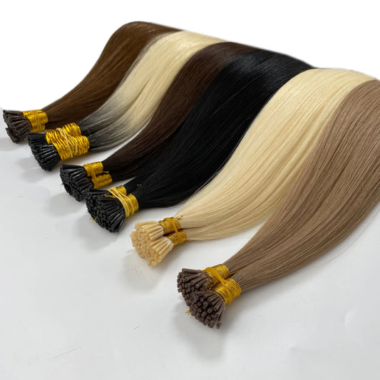 I Tips Virgin Hair Extensions 27# For Black Women 100% Remy Bulk Hair I Tip Natural Hair Extensions Straight Natural Fusion 613#