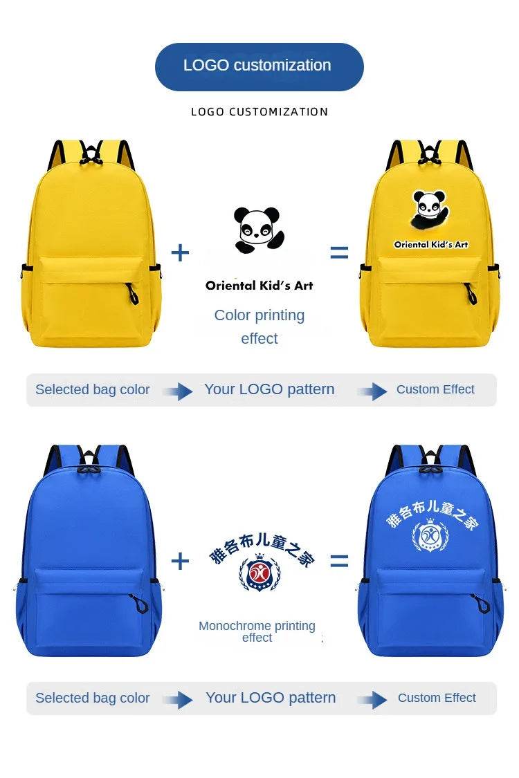 Personalized School Bag Custom Logo School Backpack Training Class Gift School Name Pattern Elementary school backpack wholesale - AIAZ