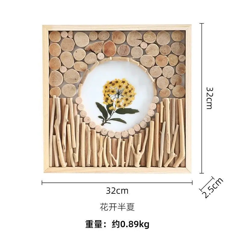 52x52cm 3D Flower & Wheat Field Building Blocks Wall Art - simple Creative Room Decor Aesthetic for Dining Room & Living Room