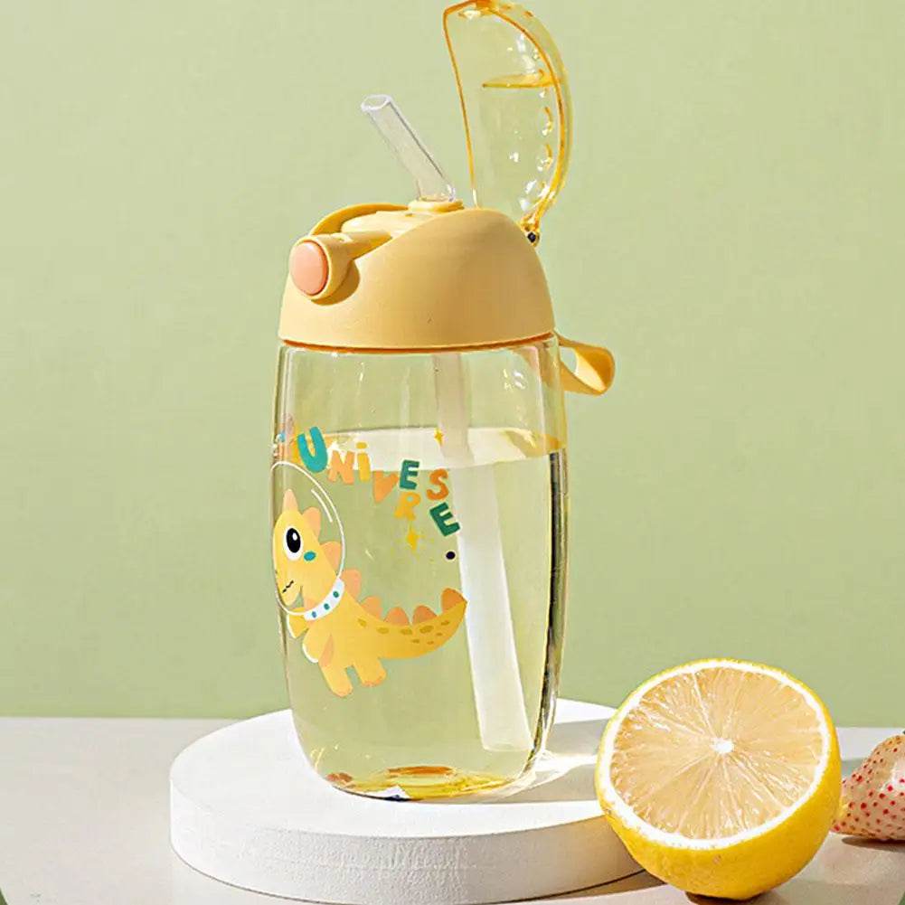 500ml Children's Dinosaur Water Bottle With Silicone Straw Leak Proof Plastic Water Bottle Summer Children's Water Cup - AIAZ