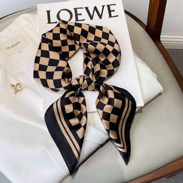 Women Fashion Versatile New Silk Scarves 70x70cm Square Scarf Korean Version Neck Protection Spring and Autumn Vintage Scarf - AIAZ
