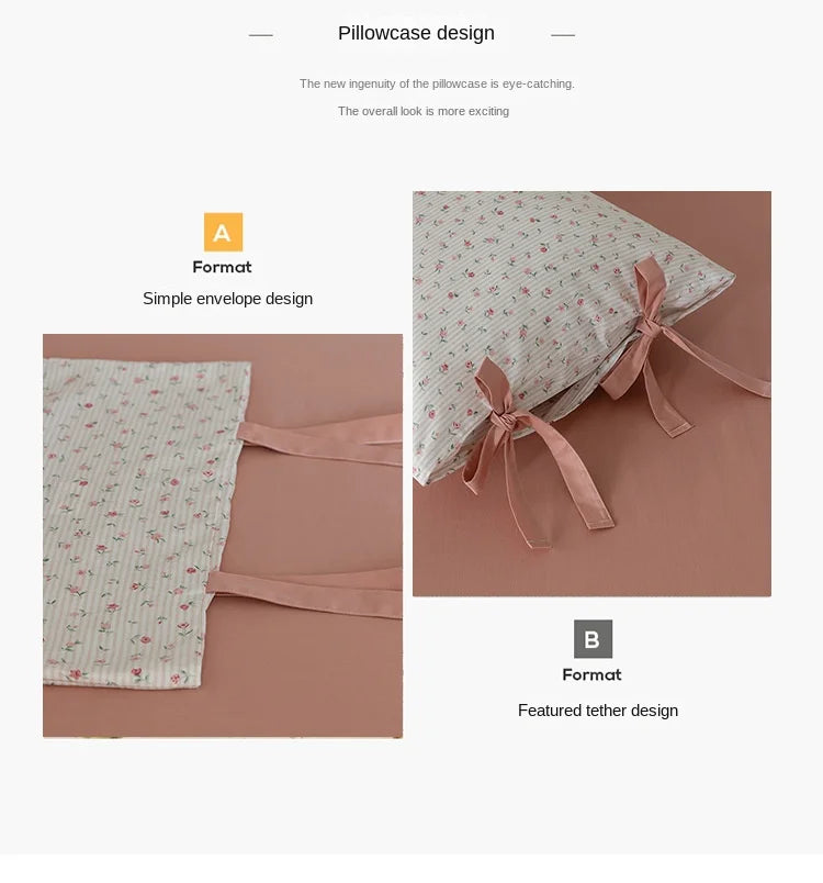 100% Cotton Bedding Set Flower Style Duvet Cover with Pillow Case Single Bedding Set Skincare Sheet Set