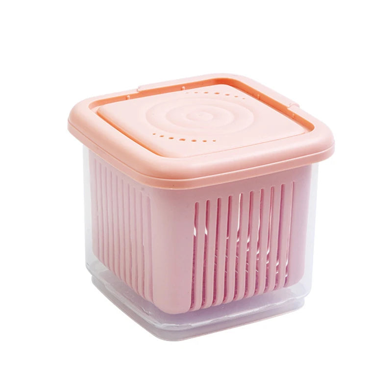 Double-layer Refrigerator Storage Box Ginger Scallion Onion Containers Sealed Fruits Vegetables Drain Crisper Kitchen Supplies