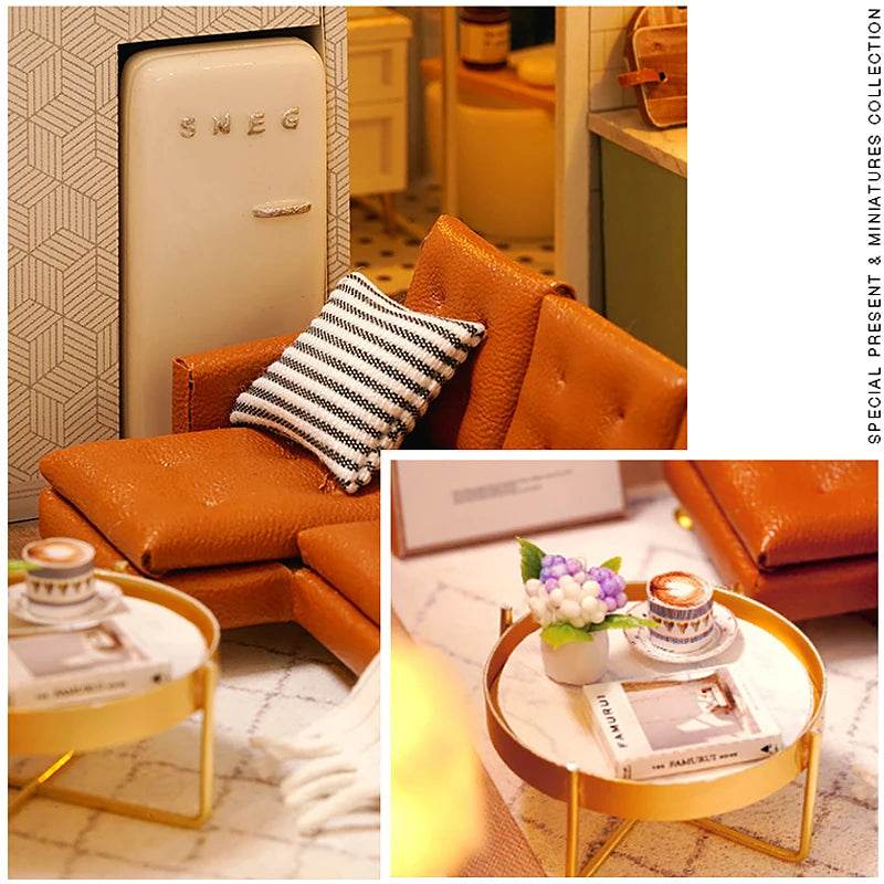 Doll House Kit 3D Wooden Mini DollHouse Assembly Building with Furniture Kit Toys Children's Birthday Gift 3D Puzzle Handmade - AIAZ