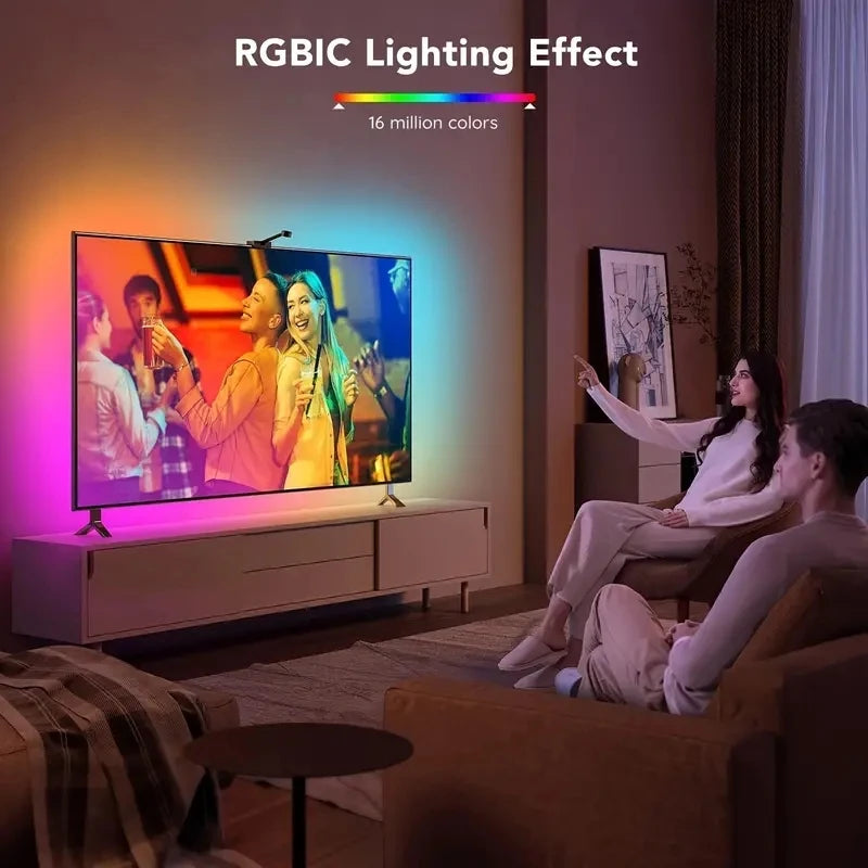 TV Backlight Music Sync Smart Strip Lights Color Pickup RGBIC LED Light 50-75 inch Screen App Remote for Game Home Ambient Light