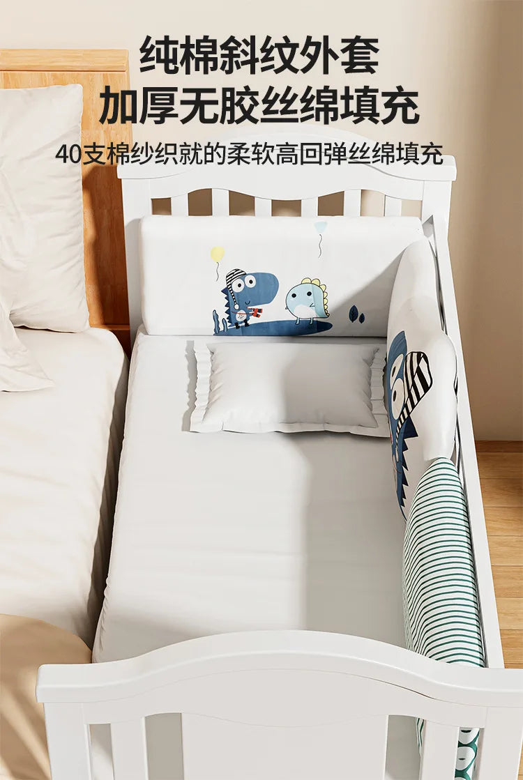 Crib solid wood European style movable baby bb newborn multi-functional cradle children's splicing large bed