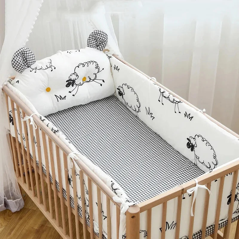 Newborn Cotton Breathable One-piece Bed Bumper Removable Washable Children Bedding Set Four Seasons Universal Cartoon CribBumper